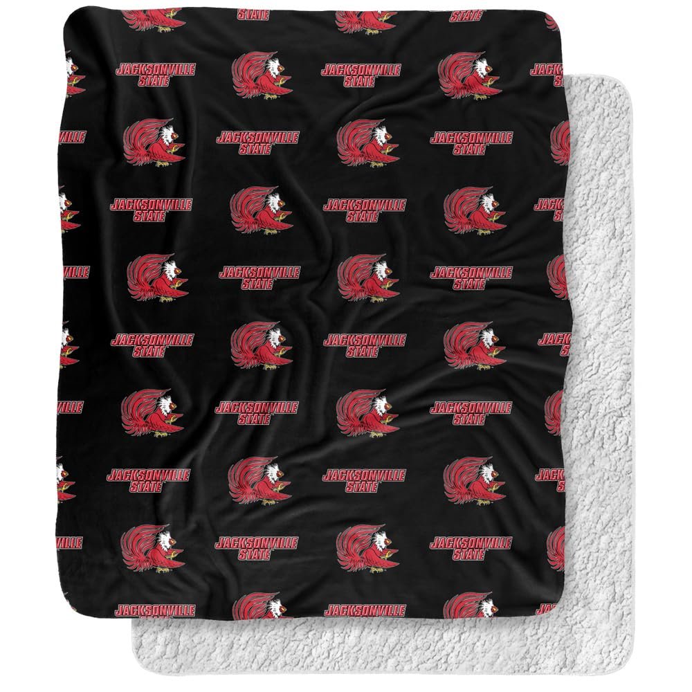 Jacksonville State University Blanket, 50"X60" Logo Pattern,Silky Touch Sherpa Back Super Soft Throw Blanket