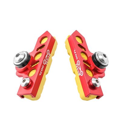 BBxunsless Bicycle C Caliper Extended Brake Pad (Set of 2) Wear-Resistant Replaceable Aluminum Alloy Rim Brake for Road, MTB, Folding Bike (Red-Yellow)