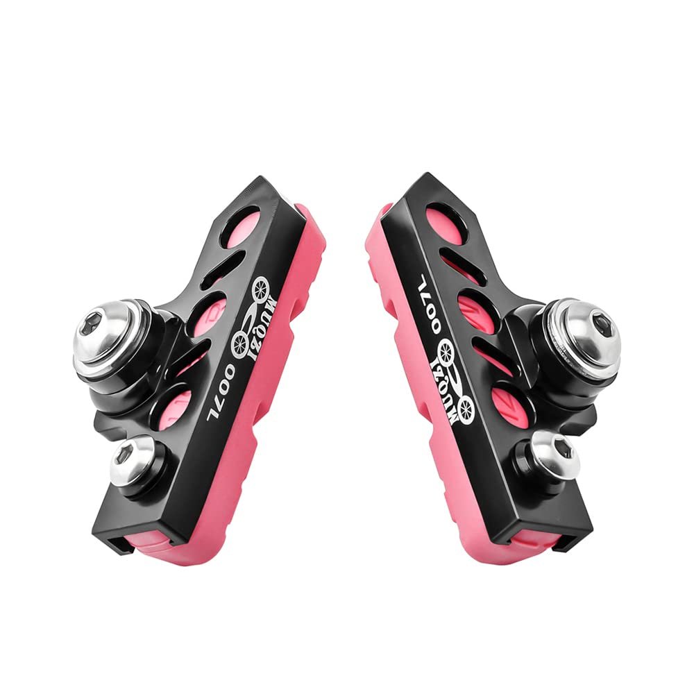 BBxunsless Bicycle C Caliper Extended Brake Pad (Set of 2) Wear-Resistant Replaceable Aluminum Alloy Rim Brake for Road, MTB, Folding Bike (Black-Pink)