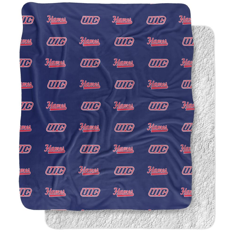 University of Illinois at Chicago Blanket, 50"X60" Logo Pattern,Silky Touch Sherpa Back Super Soft Throw Blanket