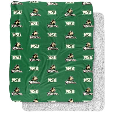 Wright State University Blanket, 50"X60" Logo Pattern,Silky Touch Sherpa Back Super Soft Throw Blanket