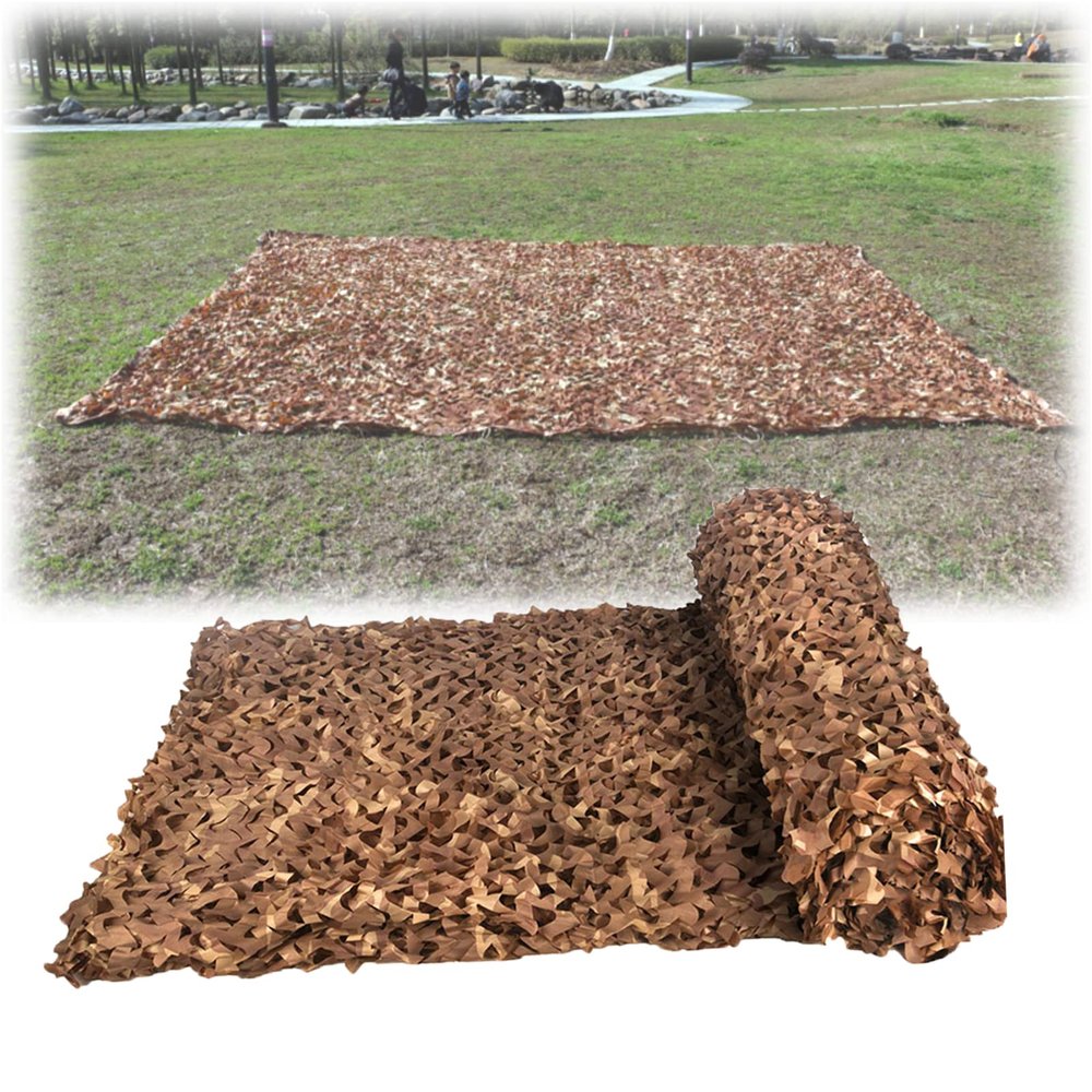 Geovne Outdoor Desert Camo Netting,Hunting Camouflage Net,Double Layer Army Blinds Nets,Multipurpose Sunshade Canopy,for Camping,Car Cover,Yard,Animal Observation,Shooting,Brown (3x7m(9.8x23ft))