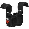Weight Lifting Hooks, Non-Slip Rubber Coated Grips, 7mm Neoprene Wrist Support Padding, Power lifting Barbell Rows Dead lifts Chin Pull Up Fitness Strength Training Straps Gym Workout Straps (Black) view 3