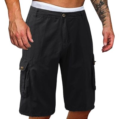 Men Cargo Shorts Elastic Waist Big and Tall Classic Fit Twill Chinos Overalls Multi-Pockets Casual Outdoor Work Shorts