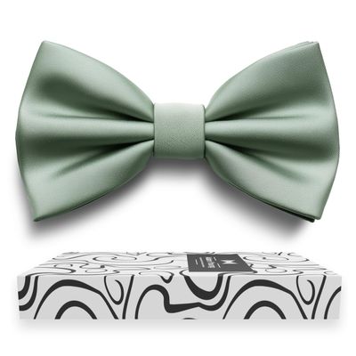 Adam Young Men's Green Fern Bow Tie Pre-Tied Style Formal Satin Classic Bowtie for Tuxedo Faux Silk (Large, Deep Sage)