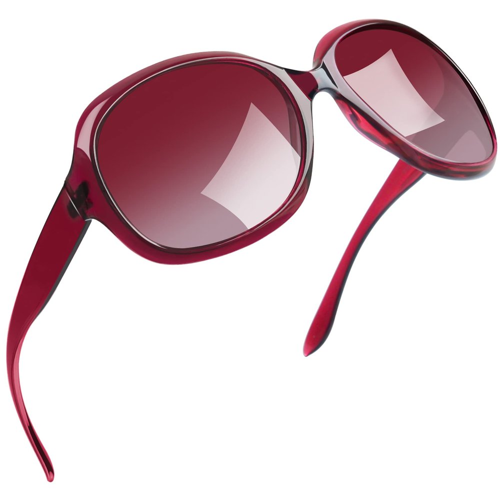 Joopin Transparent Rose Red Sunglasses for Women Polarized Oversized Ladies Sun Glasses Jackie Shades UV Protection Sunnies