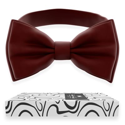 Adam Young Boy's Maroon Red Bow Tie Pre-Tied Style Formal Satin Classic Bowtie for Tuxedo Faux Silk (Medium, Burgundy)