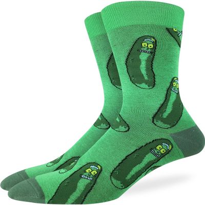 Good Luck Sock Men's Rick and Morty, Little Pickle Ricks Socks, Big & Tall, Shoe Size 13-17