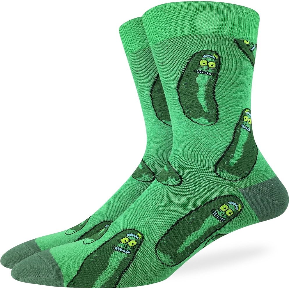 Good Luck Sock Men's Rick and Morty, Little Pickle Ricks Socks, Big & Tall, Shoe Size 13-17