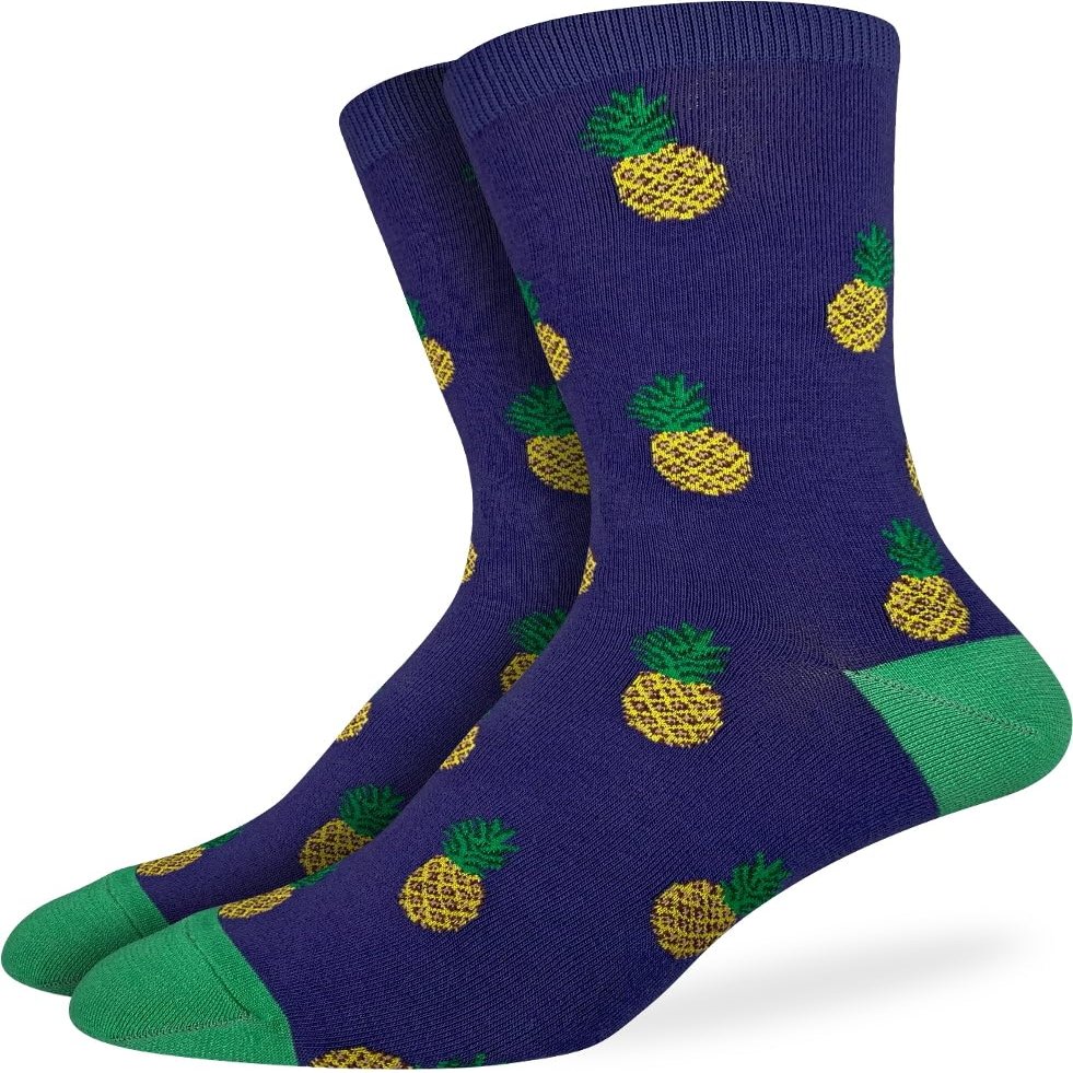 Good Luck Sock Men's Pineapples Socks, Adult, Shoe Size 7-12