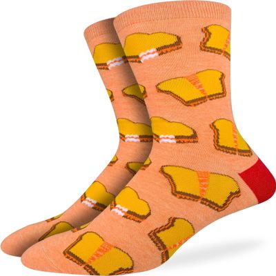 Good Luck Sock Men's Grilled Cheese Socks, Adult, Shoe Size 7-12