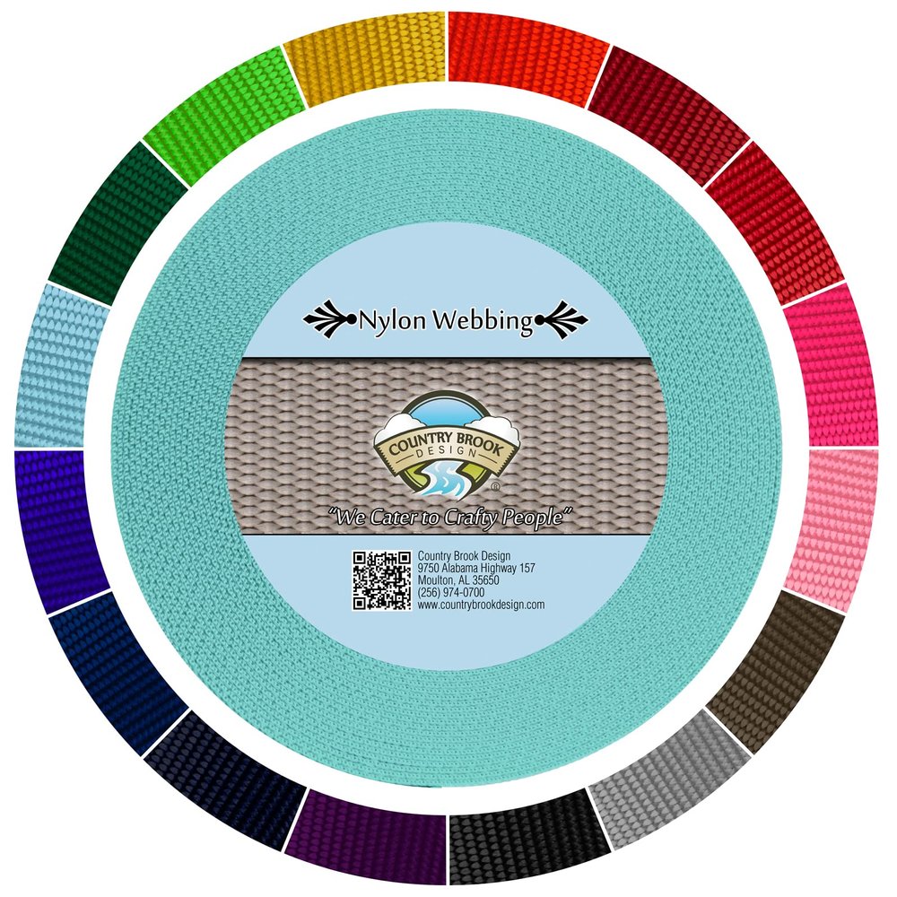 Country Brook Design - 1 1/2 Inch Heavy Duty 100% Real Nylon Webbing - 20+ Vibrant Colors (Light Cyan, 50 Yards)