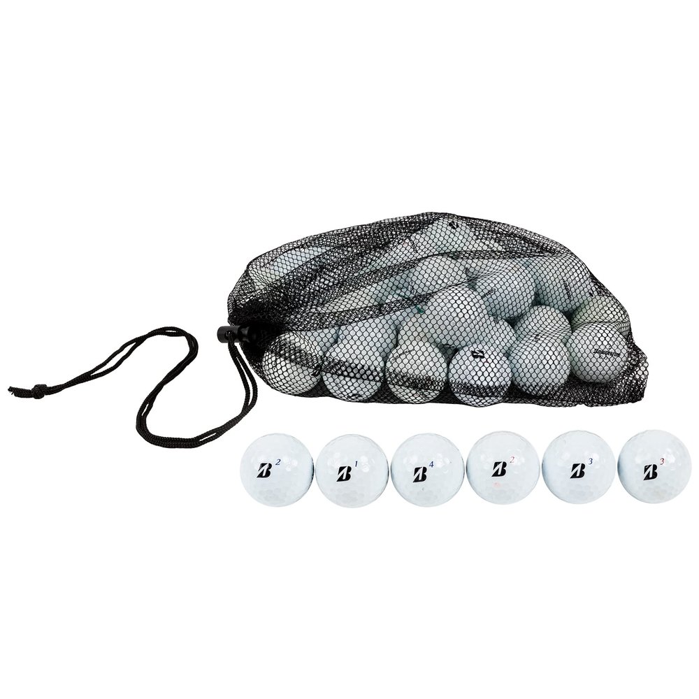 Clean Green Golf Balls 12-48 Recycled Used for Bridgestone Tour Golf Ball Mix - Good Condition Graded Balls - Includes GolfBalls and Mesh Carrying Bag (48)