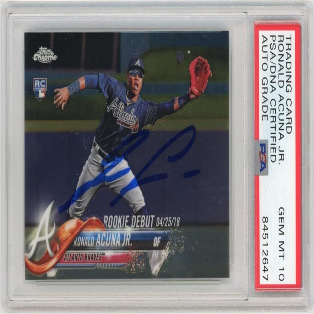 Ronald Acuna Jr 2018 Topps Chrome Update Rookie Debut Auto #HMT31 - PSA/DNA 10