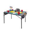 Creative Outdoors Folding Table with Built-in Cooler - Outdoor Portable Camping Table with 4 Cup Holders and Durable Steel Frame - Quality Material (Teal/Gray) view 1