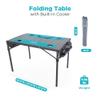 Creative Outdoors Folding Table with Built-in Cooler - Outdoor Portable Camping Table with 4 Cup Holders and Durable Steel Frame - Quality Material (Teal/Gray) view 3