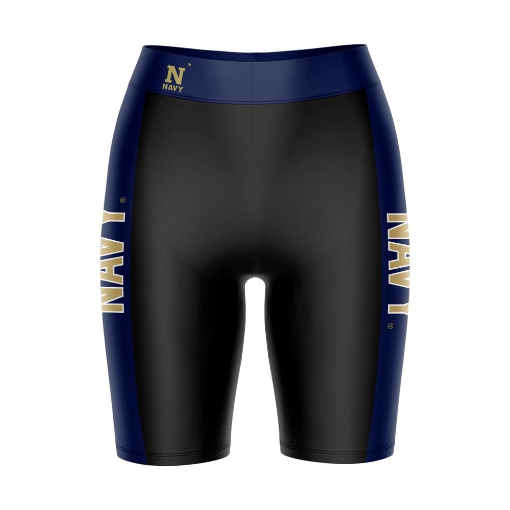 Vive La Fete US Naval Naval Academy Game Day Logo Black & Blue Women's Biker Short 9" Inseam