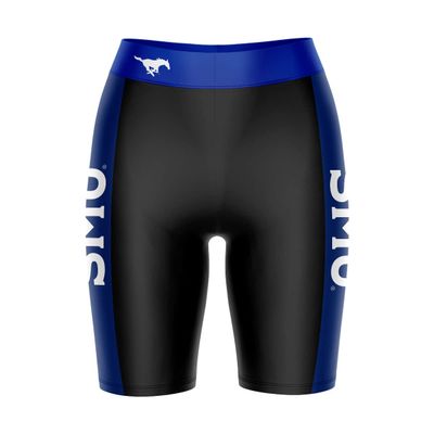 Vive La Fete SMU Mustangs Game Day Logo Black & Blue Women's Biker Short 9" Inseam