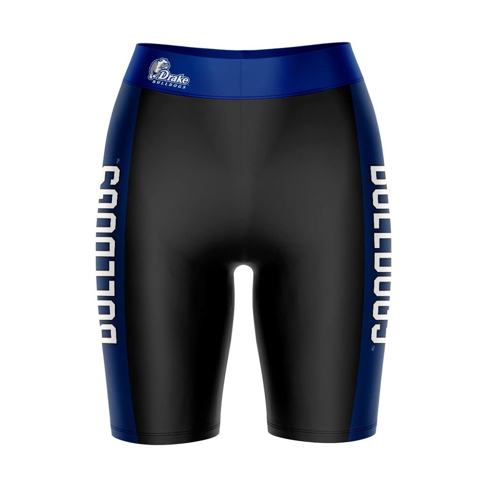 Vive La Fete Drake Bulldogs Game Day Logo Black & Blue Women's Biker Short 9" Inseam