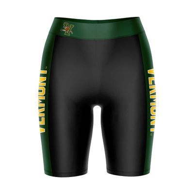 Vive La Fete Vermont Catamounts Game Day Logo Black & Green Women's Biker Short 9" Inseam