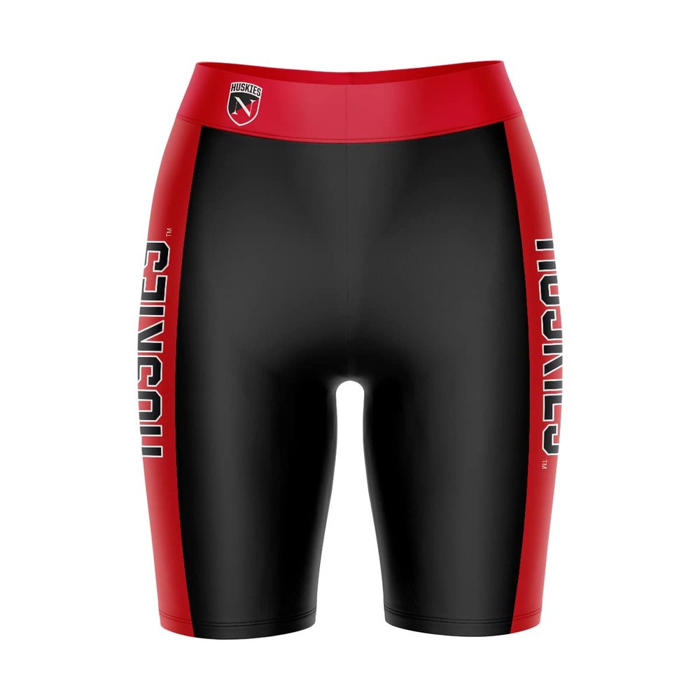 Vive La Fete Northeastern University Huskies Game Day Logo Black & Red Women's Biker Short 9" Inseam