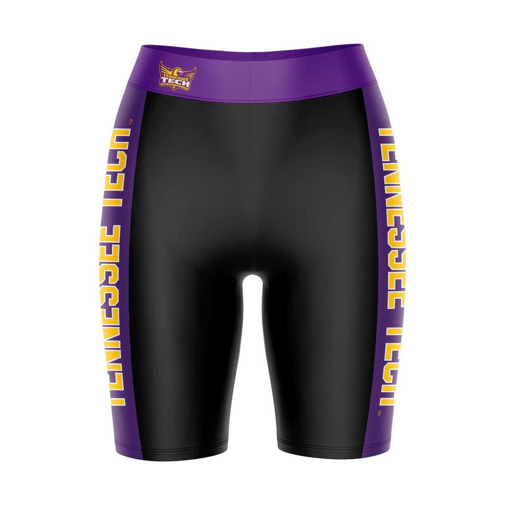 Vive La Fete Tennessee Tech Golden Eagles Game Day Logo Black & Purple Women's Biker Short 9" Inseam