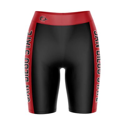 Vive La Fete San Diego State Aztecs Game Day Logo Black & Red Women's Biker Short 9" Inseam