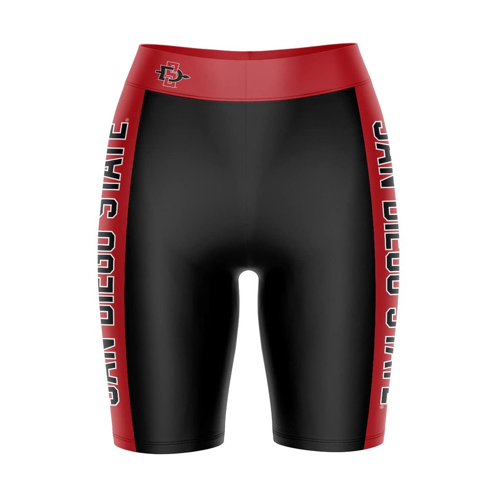 Vive La Fete San Diego State Aztecs Game Day Logo Black & Red Women's Biker Short 9" Inseam