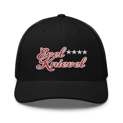 Evel Knievel Vintage Design Trucker Cap-Black with mesh Back