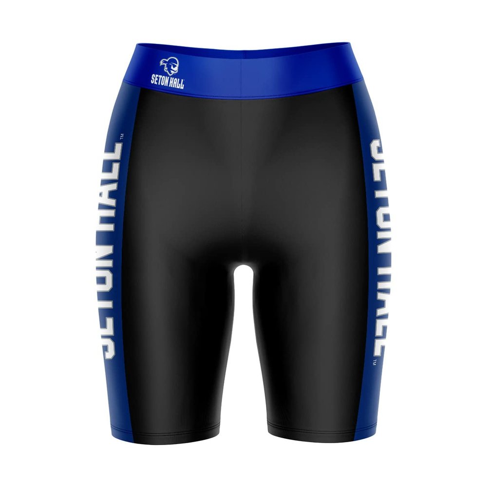 Vive La Fete Seton Hall University Pirates Game Day Logo Black & Blue Women's Biker Short 9" Inseam