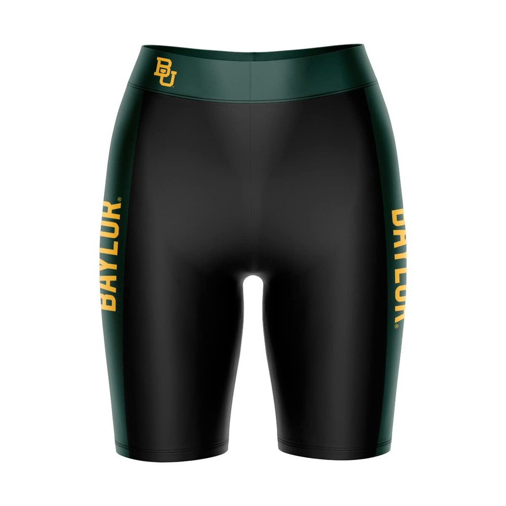 Vive La Fete Baylor Bears Game Day Logo Black & Green Women's Biker Short 9" Inseam