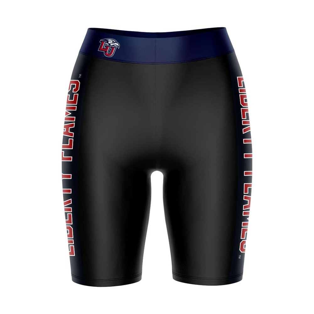 Vive La Fete Liberty Flames Game Day Logo Black & Blue Women's Biker Short 9" Inseam