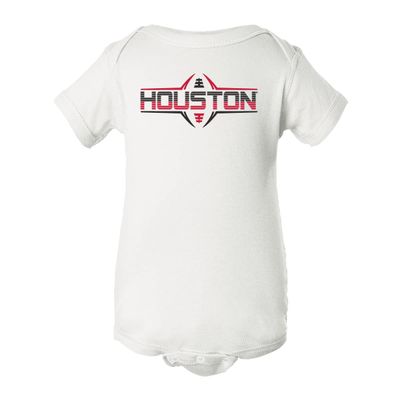 CornBorn Houston Cougars Infant Onesie - Striped Houston Football Laces - White - 6M