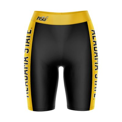 Vive La Fete Alabama State Hornets Game Day Logo Black & Yellow Women's Biker Short 9" Inseam