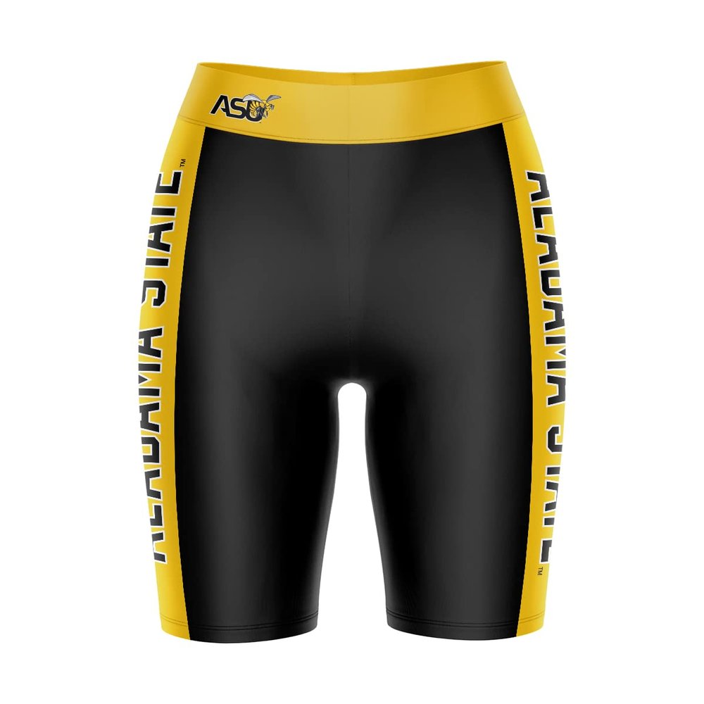 Vive La Fete Alabama State Hornets Game Day Logo Black & Yellow Women's Biker Short 9" Inseam