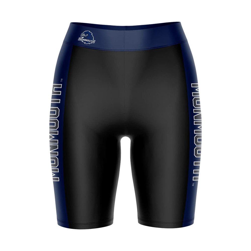 Vive La Fete Monmouth Hawks Game Day Logo Black & Blue Women's Biker Short 9" Inseam