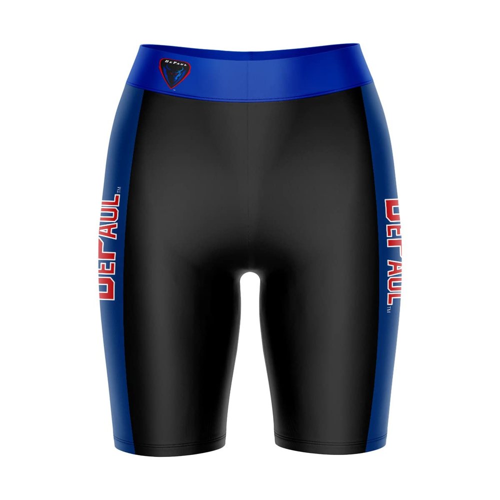 Vive La Fete DePaul Blue Demons Game Day Logo Black & Blue Women's Biker Short 9" Inseam