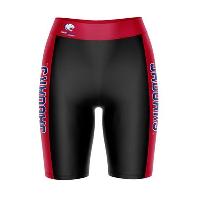 Vive La Fete South Alabama Jaguars Game Day Logo Black & Red Women's Biker Short 9" Inseam