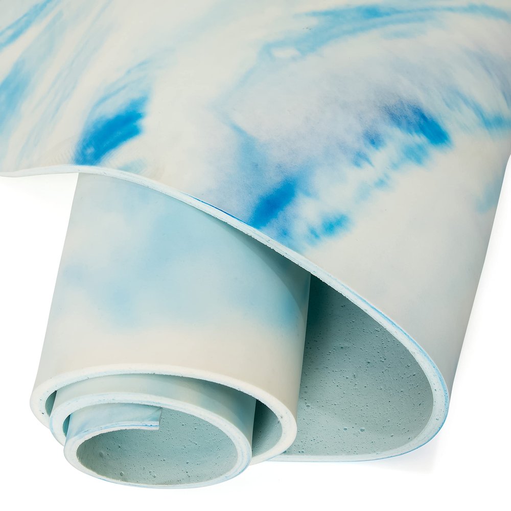 NATURAL LIFE PALMPRING Yoga Mats Organic 10 mm Thick Cushion Non-Slip Tie Dye Print Fitness Pilates Gym Exercise Floor Workout with Bags Blue