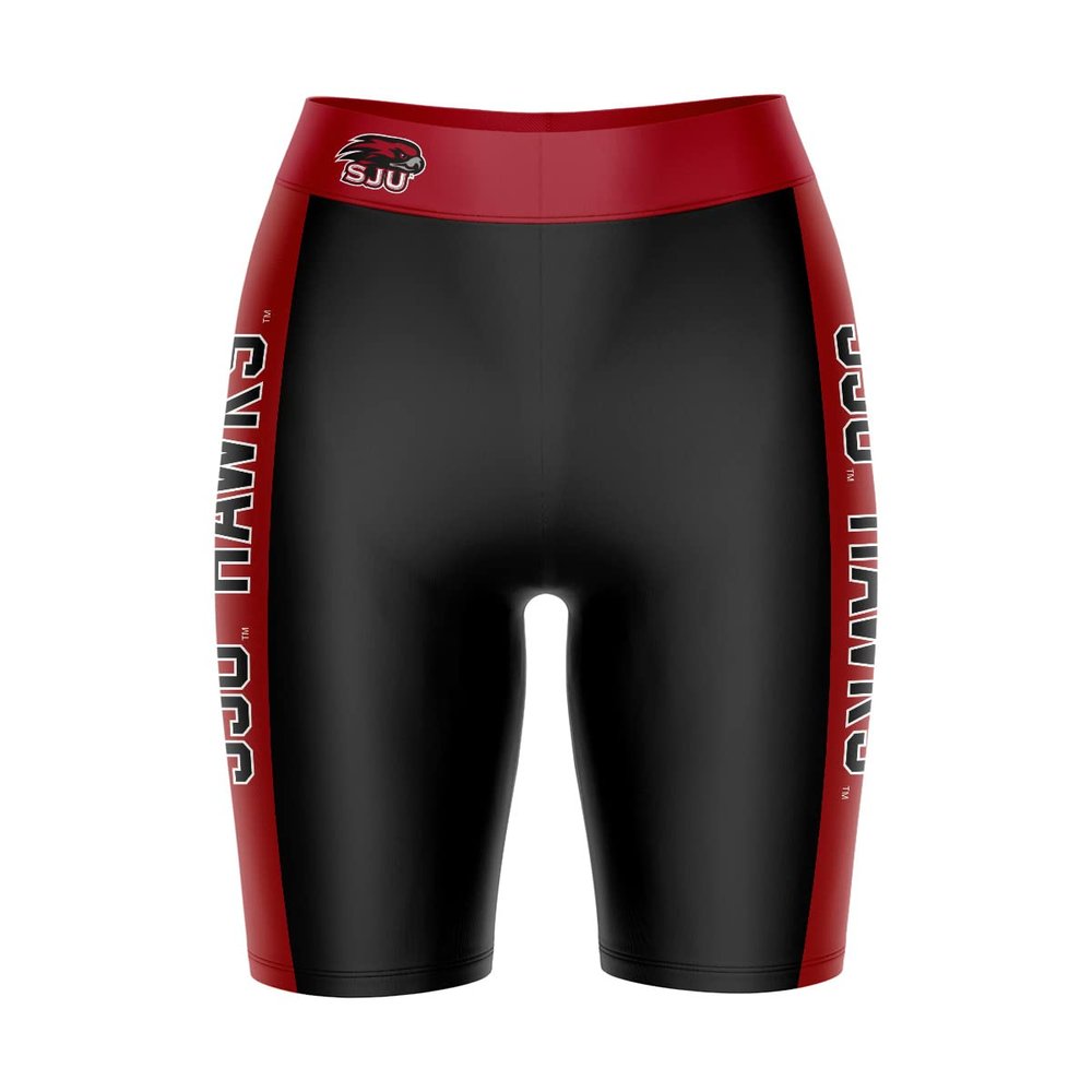 Vive La Fete St. Joseph's Hawks Game Day Logo Black & Red Women's Biker Short 9" Inseam