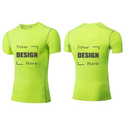 TopTie Custom Compression Base Layer Short Sleeve, Personalized Men's Sport Clothing, Workout Shirt for Gym-Lime-S