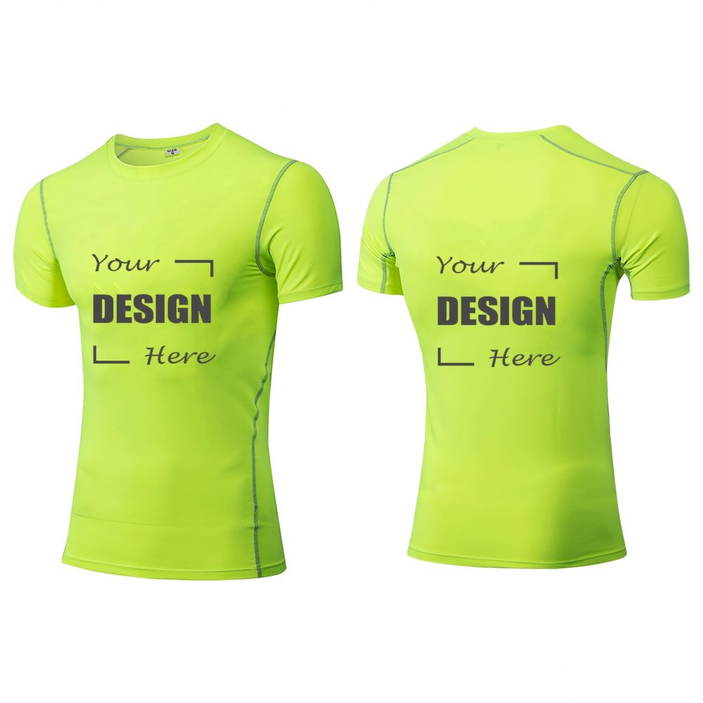 TopTie Custom Compression Base Layer Short Sleeve, Personalized Men's Sport Clothing, Workout Shirt for Gym-Lime-S