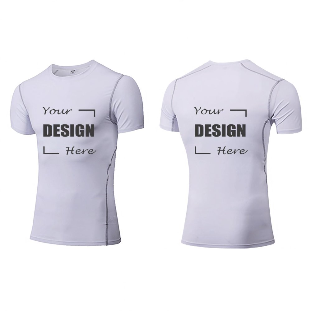 TopTie Custom Compression Base Layer Short Sleeve Personalized Men's Sublimation Clothing-White-L