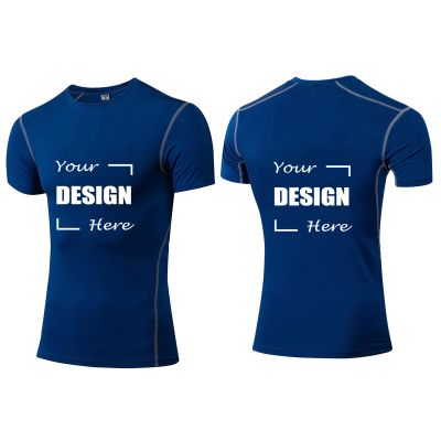 TopTie Custom Compression Base Layer Short Sleeve Personalized Men's Sublimation Clothing-Blue-L