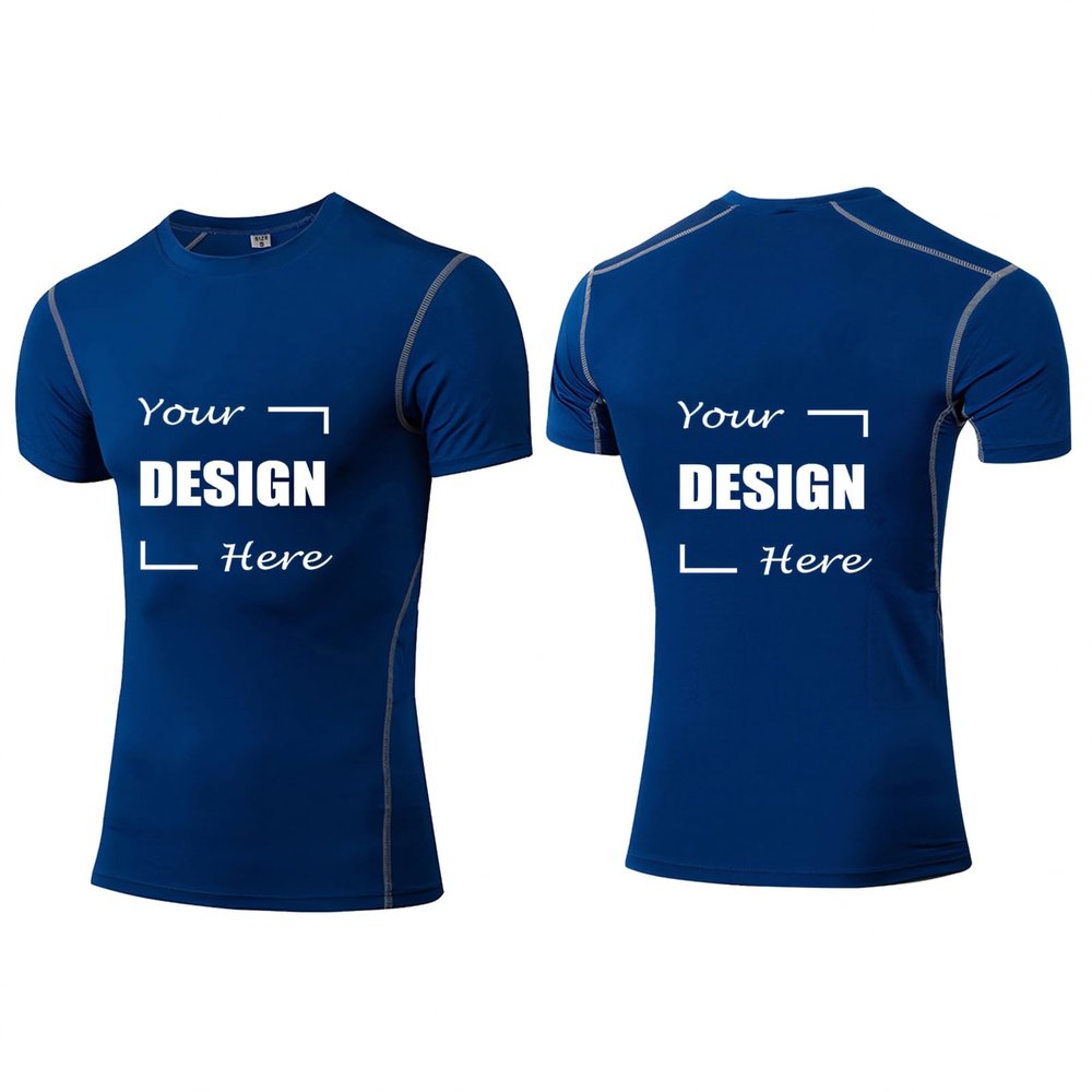 TopTie Custom Compression Base Layer Short Sleeve Personalized Men's Sublimation Clothing-Blue-L