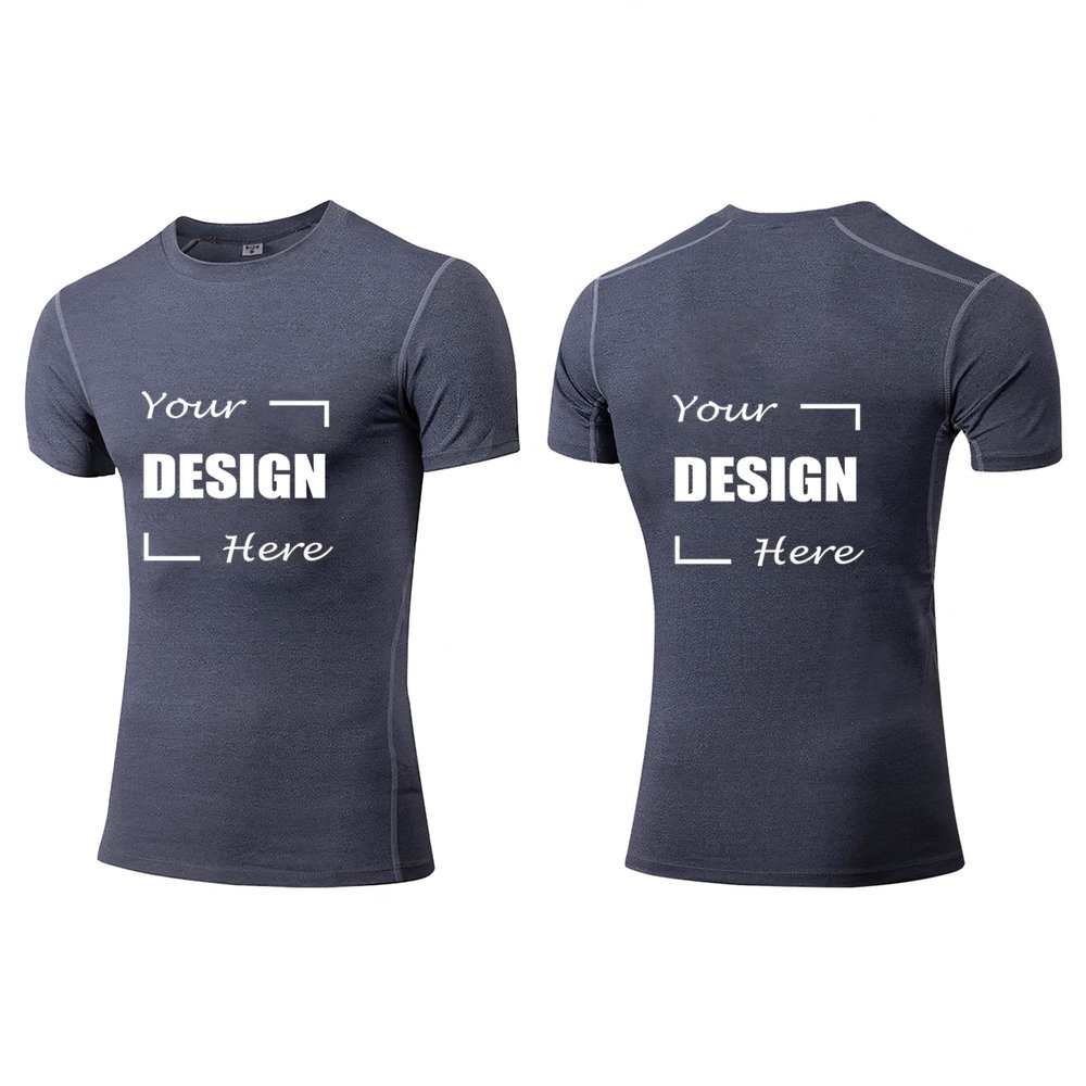 TopTie Custom Compression Base Layer Short Sleeve Personalized Men's Sublimation Clothing-Grey-3XL