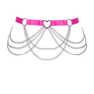 Women Plus Size Leg Harness Garter Belts Leg Chain Garter Belts Body Chain Hollow Out Thigh Belt Halloween Rave (Rose Red)