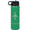 LaserGram Personalized Water Bottle, Jet Airplane, Stainless Steel Double Wall Vacuum Insulated with Flip Top Straw, Custom Engraved Gift (20oz / 590ml Green) view 1