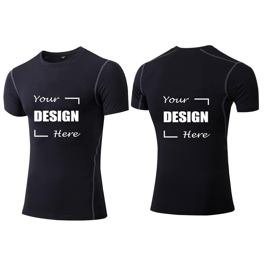 TopTie Custom Compression Base Layer Short Sleeve Personalized Men's Sublimation Clothing-Black-L