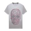 HZCX FASHION Mens Womens Sparkly T Shirt Rhinestone Short Sleeve Rock Festival Bling Gemstone Tshirt Cotton Graphic Tees(Skull White,M) view 1